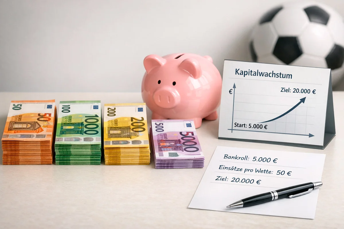 Geordnete Geldscheine symbolisieren professionelles Bankroll Management
