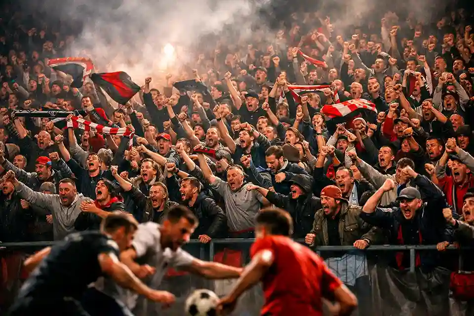 Intensive Derbyatmosphäre mit leidenschaftlichen Fans im Stadion
