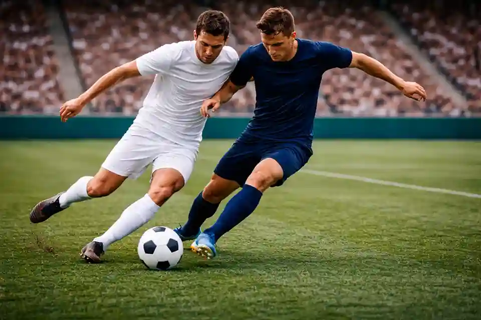 Zweikampf auf dem Fußballfeld in der 2. Bundesliga