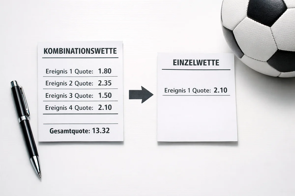 Wettschein mit mehreren Spielen symbolisiert die Wahl zwischen Wettarten