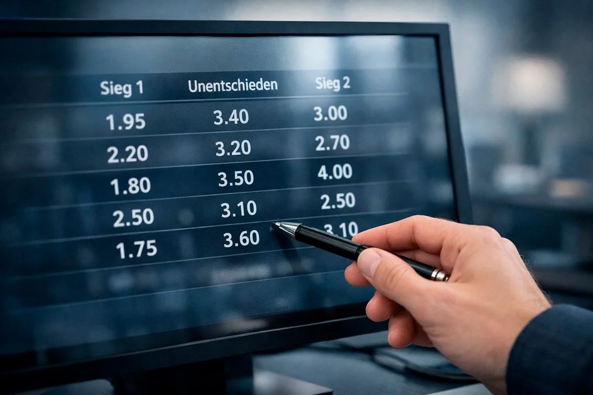 Sportwettenquoten auf einem Bildschirm angezeigt