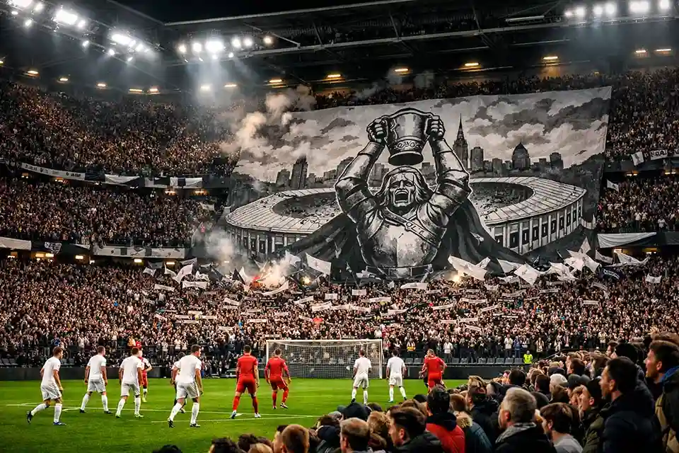 Volles Stadion mit leidenschaftlichen Fans eines Traditionsvereins