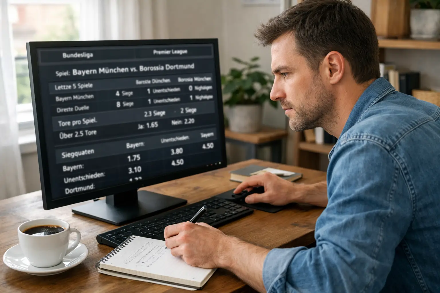Person analysiert Wettquoten auf der Suche nach Value